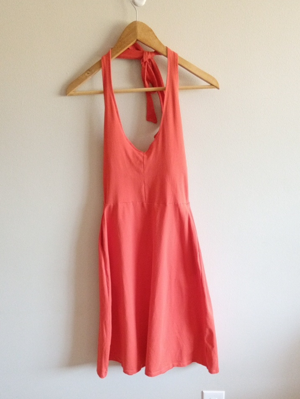 Pact Organic Cotton Halter Dress Coral Persimmon Size Small